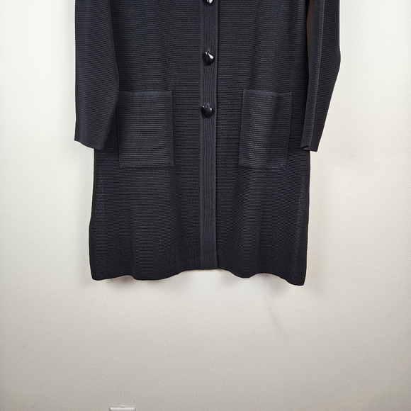 MISOOK Tunic Long Cardigan Sweater  Black Pockets Duster - Picture 2 of 6